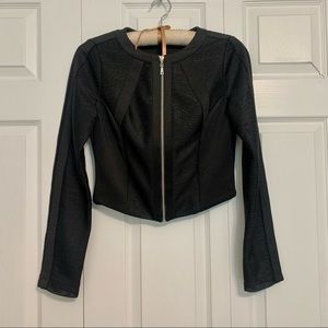 GUESS Scuba Mesh Mix Detail Cropped Black Jacket Size S